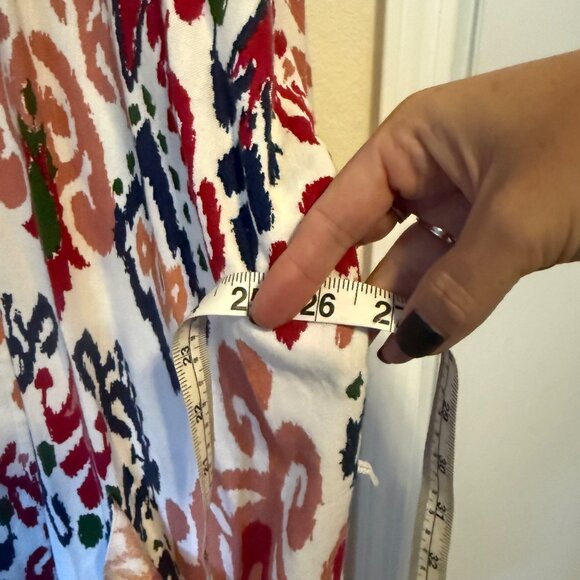 Zara Hanoi Kimono Top Size M Ikat Print Colorful Pockets Linen Blend NO BELT - Picture 5 of 6